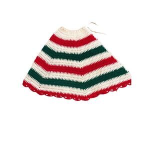 Vintage Hand striped crochet Christmas tree skirt